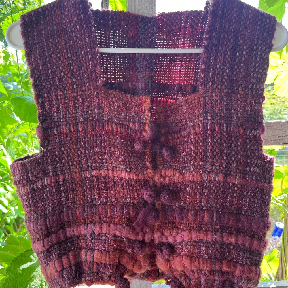 Handmade Knit Vest in Rich Burgundy
